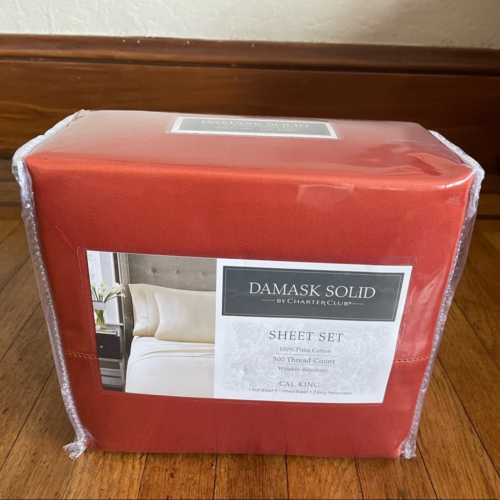 Charter Club 100% Pima cotton Damask Solid Cal King sheet set